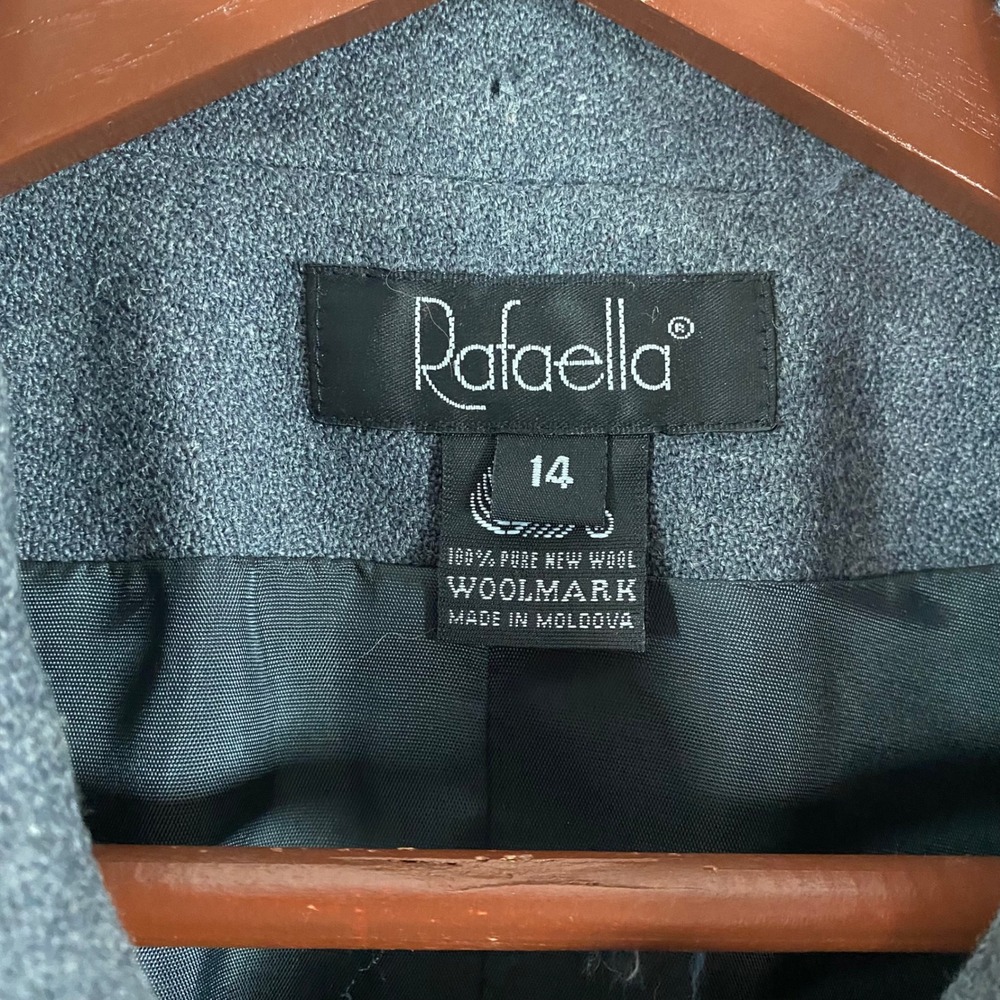 Vintage Rafaella 100% Wool Structured Button Up Jacket Collared Gray Women's 14 - Picture 8 of 9